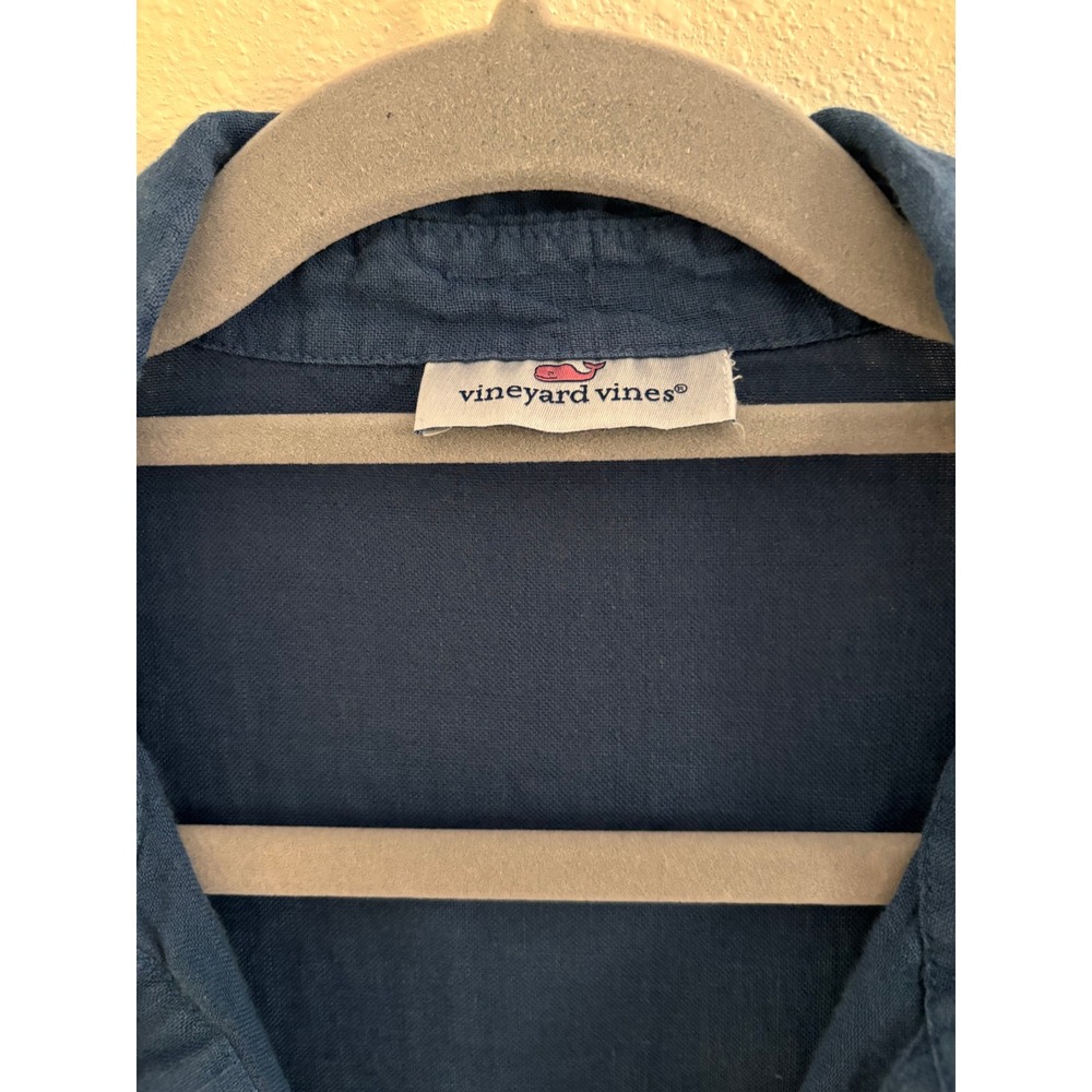 Vineyard Vines Tunic Womens Medium Blue Linen Beach Coastal Preppy Travel Resort - Picture 3 of 6